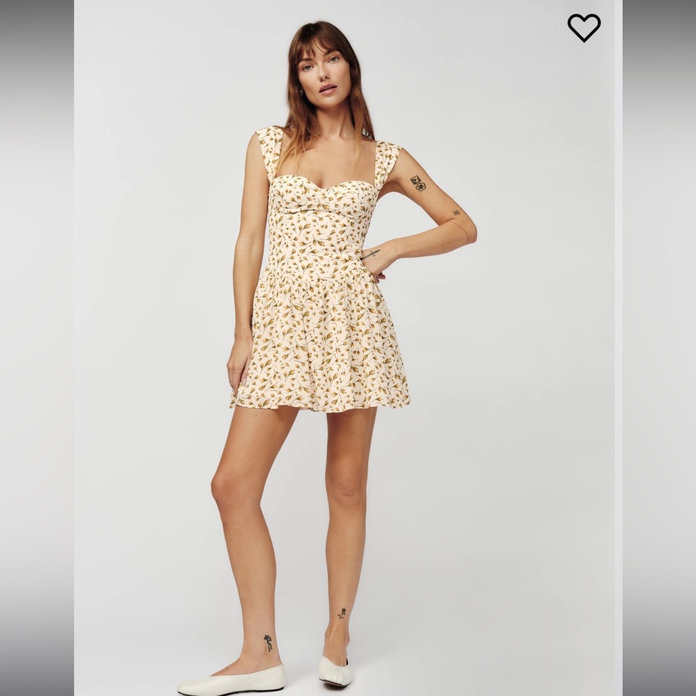 Reformation Yellow Floral Mini Dress